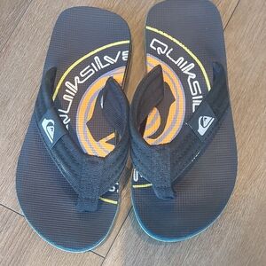 Quiksilver Black and Orange Flip Flops